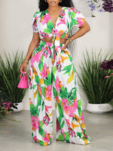Indiebeautie Printed Tied Top & Wide-Leg Pants Set